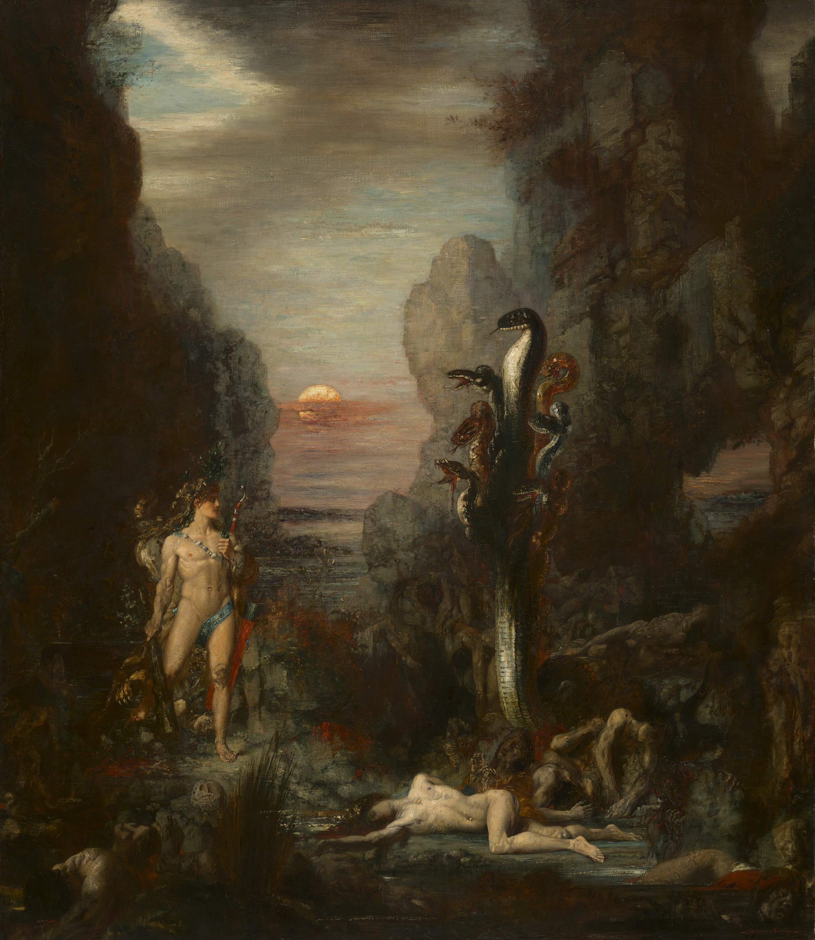 Gustave Moreau, Hercules and the Lernaean Hydra — classical painting of the hero facing the multi-headed monster.